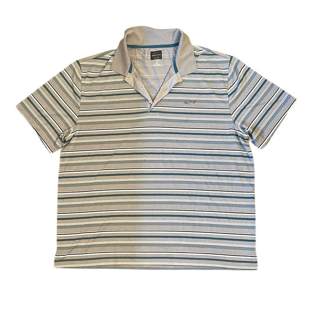 Greg Norman Green, White, Gray Striped Play Dry Polo Men’s Size XXL